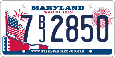 MD license plate 7BJ2850