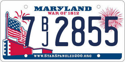 MD license plate 7BJ2855