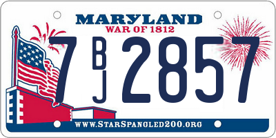 MD license plate 7BJ2857