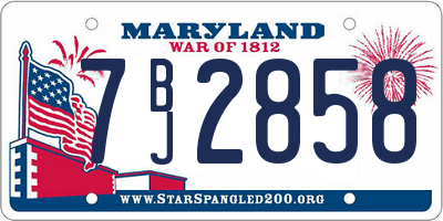 MD license plate 7BJ2858
