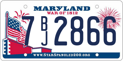 MD license plate 7BJ2866