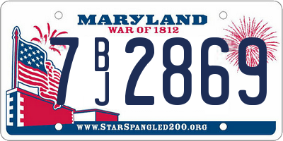 MD license plate 7BJ2869