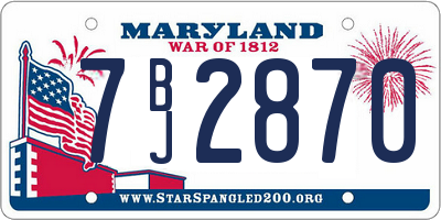 MD license plate 7BJ2870