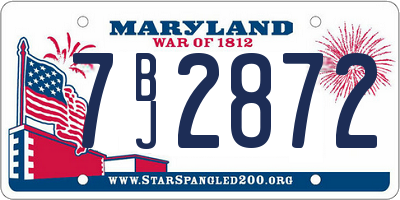 MD license plate 7BJ2872