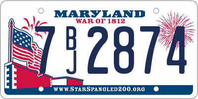 MD license plate 7BJ2874