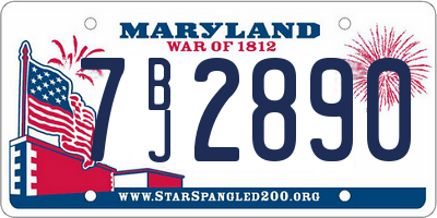 MD license plate 7BJ2890