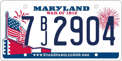 MD license plate 7BJ2904