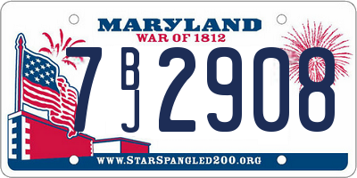 MD license plate 7BJ2908