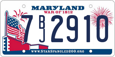 MD license plate 7BJ2910