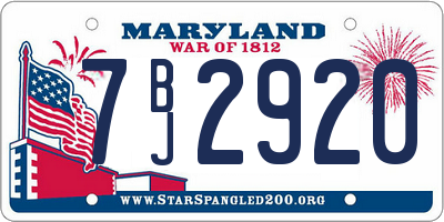 MD license plate 7BJ2920