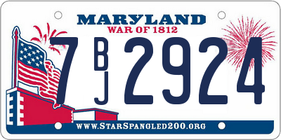 MD license plate 7BJ2924