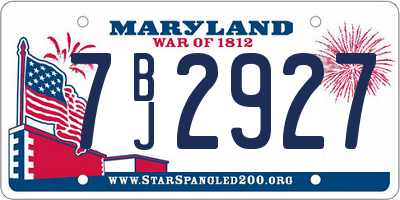 MD license plate 7BJ2927