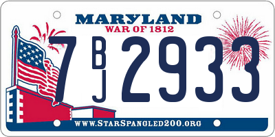 MD license plate 7BJ2933