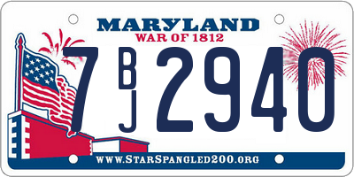 MD license plate 7BJ2940