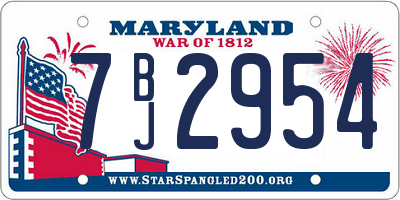 MD license plate 7BJ2954
