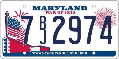 MD license plate 7BJ2974