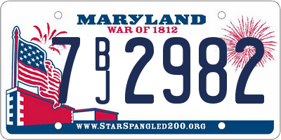 MD license plate 7BJ2982