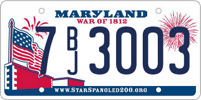 MD license plate 7BJ3003