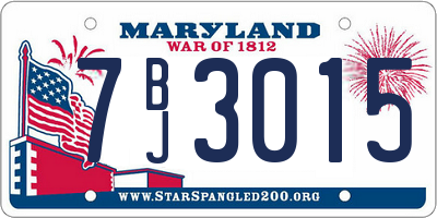 MD license plate 7BJ3015