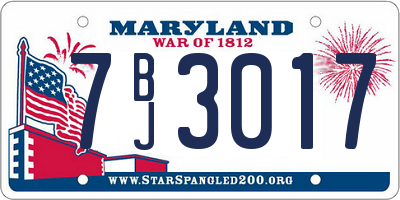 MD license plate 7BJ3017