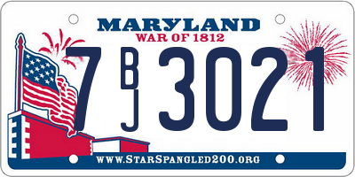MD license plate 7BJ3021