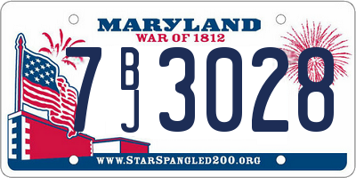MD license plate 7BJ3028