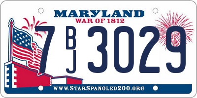 MD license plate 7BJ3029