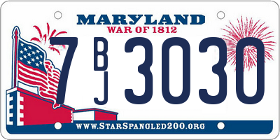 MD license plate 7BJ3030