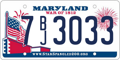 MD license plate 7BJ3033