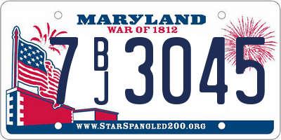 MD license plate 7BJ3045