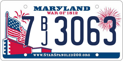 MD license plate 7BJ3063
