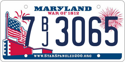 MD license plate 7BJ3065