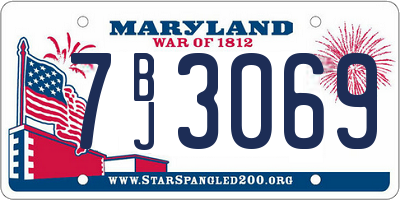 MD license plate 7BJ3069