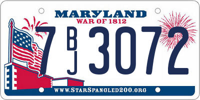 MD license plate 7BJ3072