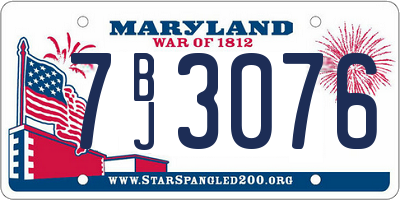 MD license plate 7BJ3076