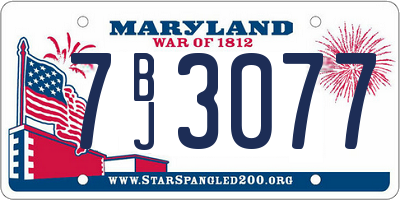 MD license plate 7BJ3077