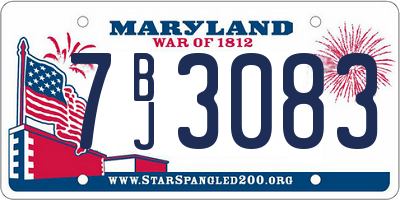 MD license plate 7BJ3083