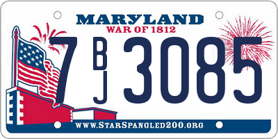 MD license plate 7BJ3085