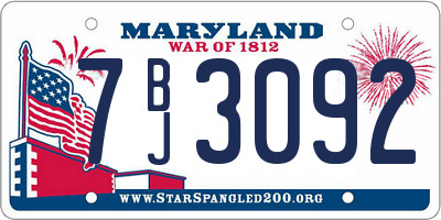 MD license plate 7BJ3092