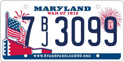 MD license plate 7BJ3099