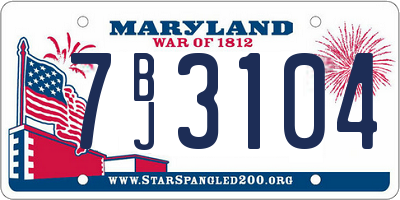 MD license plate 7BJ3104