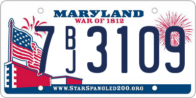 MD license plate 7BJ3109