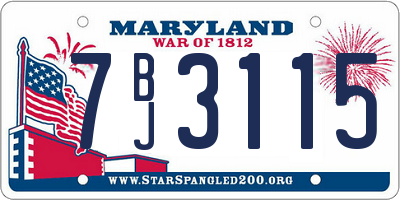 MD license plate 7BJ3115