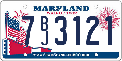 MD license plate 7BJ3121