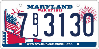 MD license plate 7BJ3130