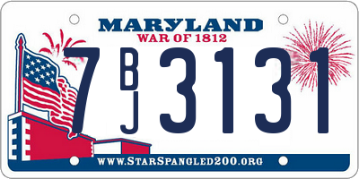 MD license plate 7BJ3131
