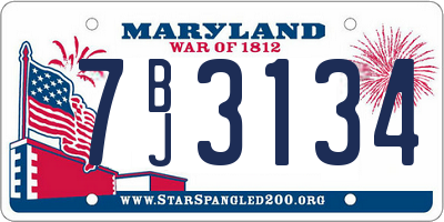 MD license plate 7BJ3134