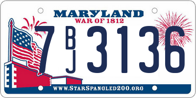 MD license plate 7BJ3136