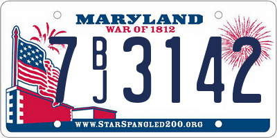 MD license plate 7BJ3142