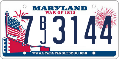 MD license plate 7BJ3144